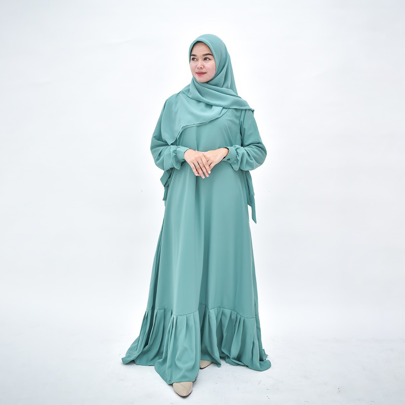 adeeva jenie longdress baju gamis non busui wudhu friendly hijau wardah Ld 110 pb 145 /biru wardah/g