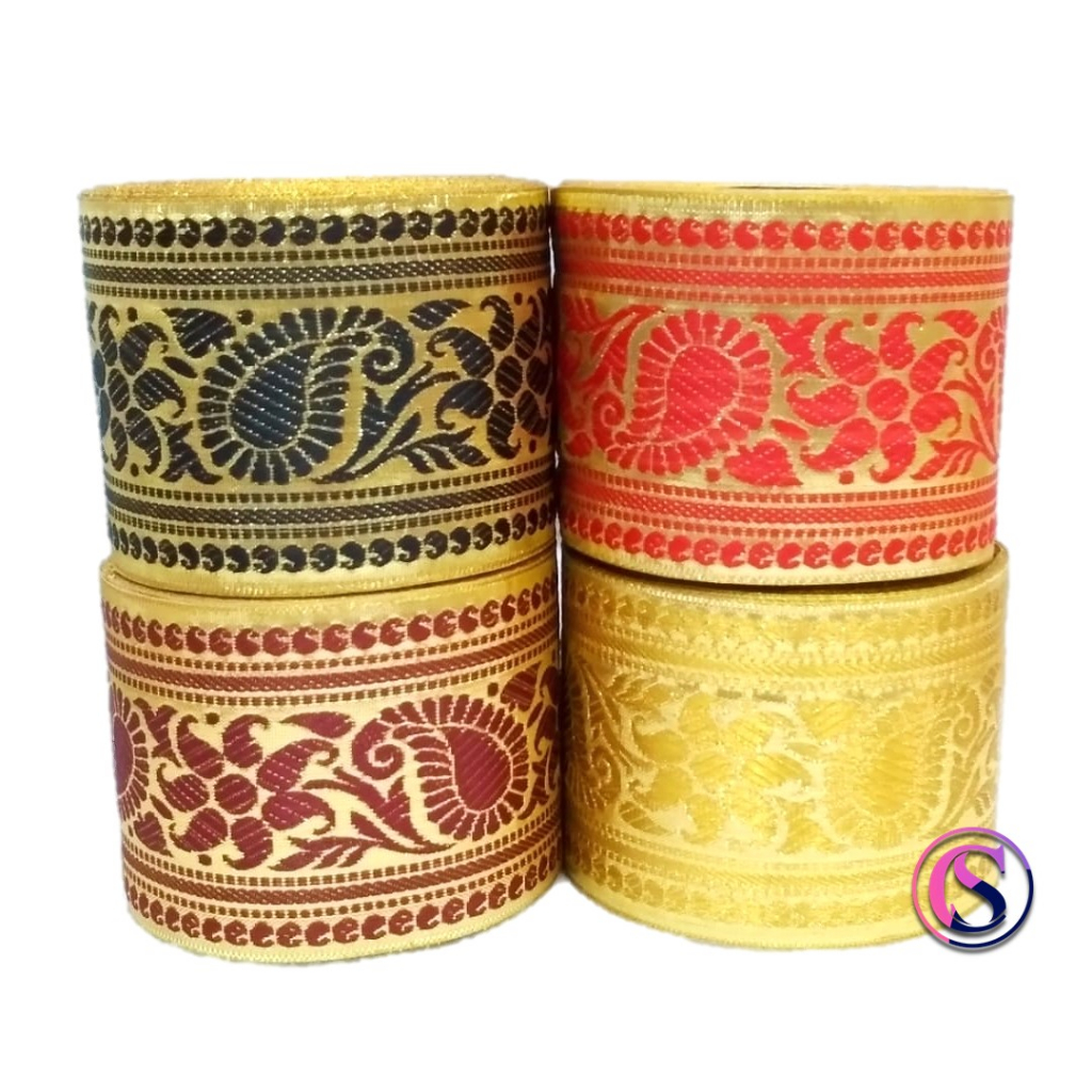 [ROL] Pita udeng 9 cm / pita saput / pita motif / renda tepi motif panjang 25 meter / renda lebar / 