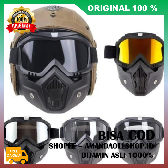 Masker Helm Trail Cross Google Mask Helm Masker Kaca Mata Motor Goggles Trail Cross 100% ASLI