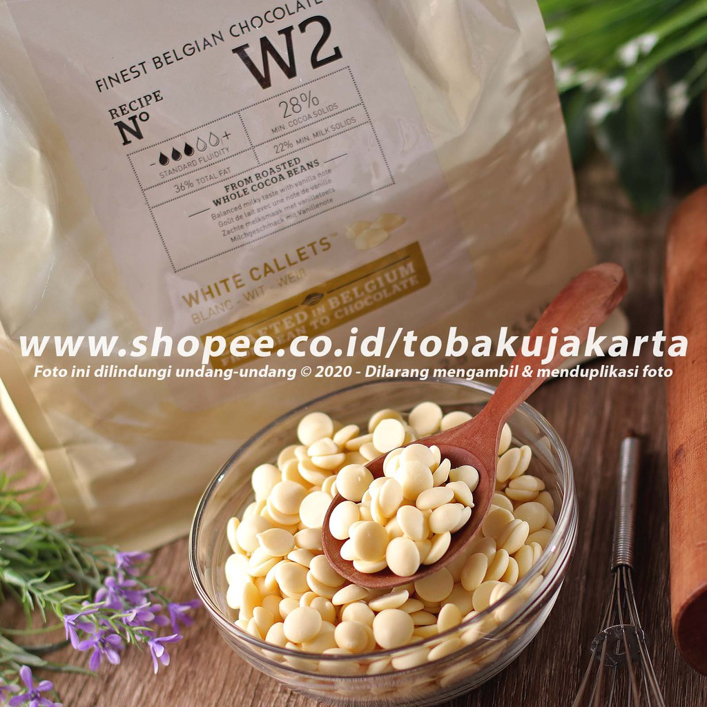 

Callebaut W2 WHITE 100gr Chocolate Couverture 28% Coklat Putih Coin