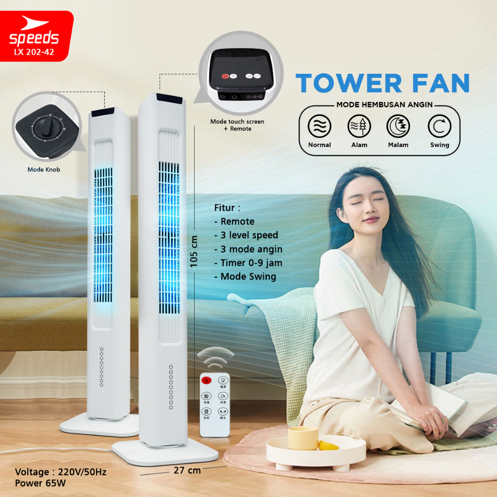 SPEEDS Kipas Angin Portable Cooling Air Conditiener Standing Kipas Angin Berdiri Tower Cooler 202-42