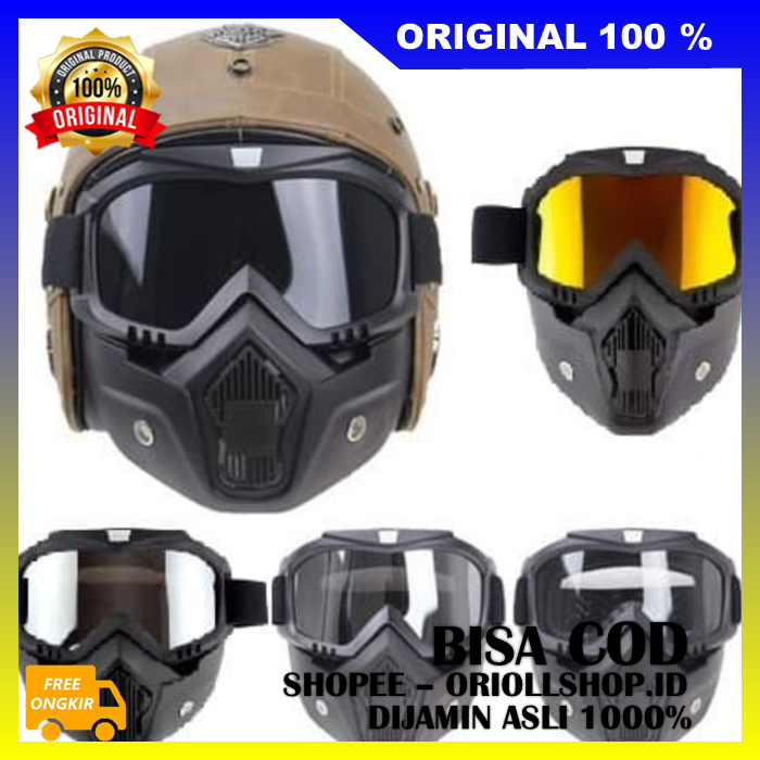 Masker Helm Trail Cross Google Mask Helm Masker Kaca Mata Motor Goggles Trail Cross 100% ASLI