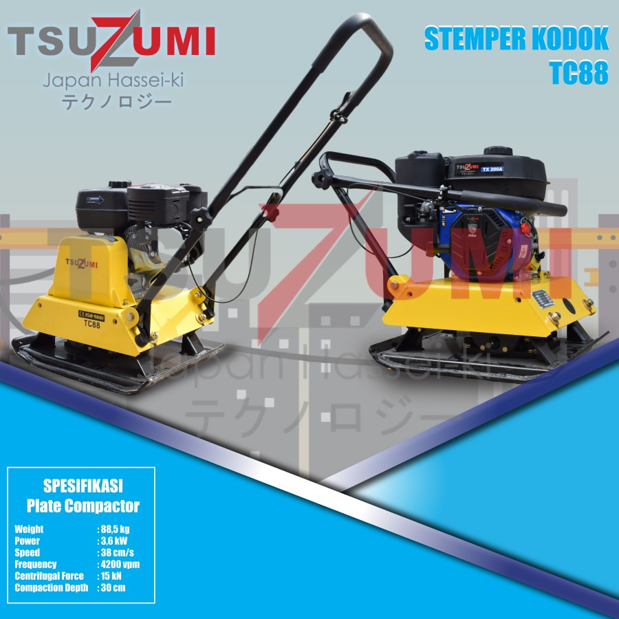 Mesin Pemadat Aspal Stamper Kodok TC88 + Engine Tsuzumi TX200