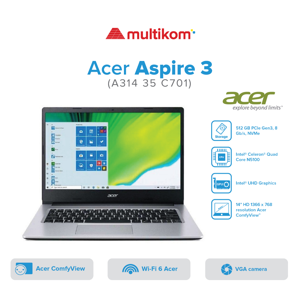 Acer Aspire 3 A314 35 C701 Intel Celeron N5100 8GB 512SSD W11 OHS
