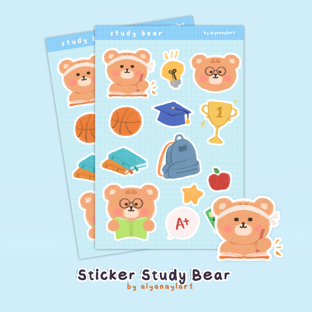 

Sticker Lucu Korean Bear Study by alyanaylart