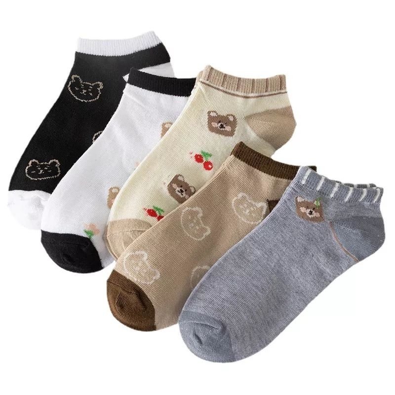 KAOS KAKI WANITA MOTIF BEAR GARIS