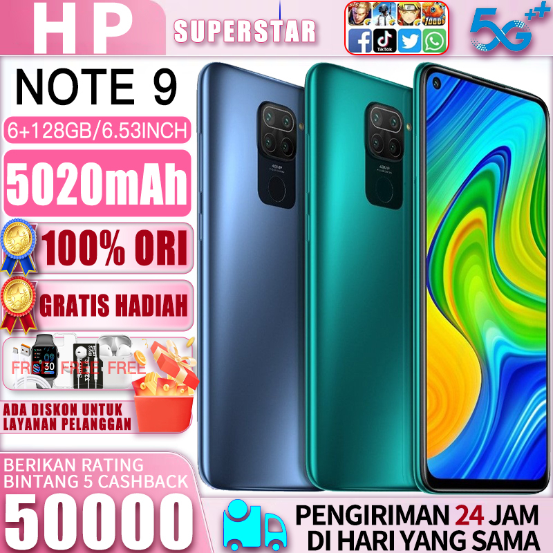 Baru Original note 9 smartphone RAM 6GB/ROM128GB 5020mAh 6.53inch layar besar  48+13MP FHD Camera La