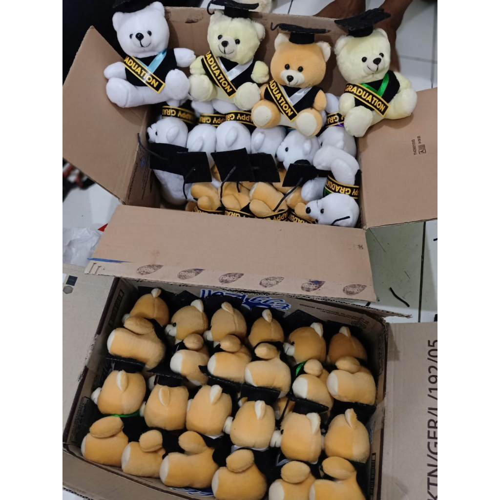 boneka mini / boneka wisuda / boneka sovernir untuk buket 15 cm lengkap toga set