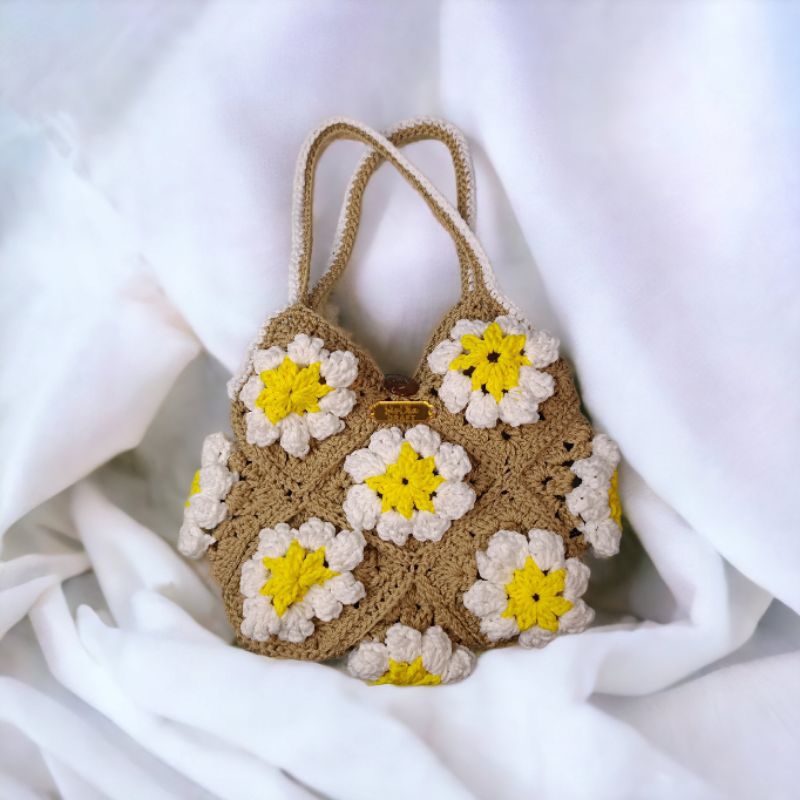 Tas Rajut Bunga Daisy