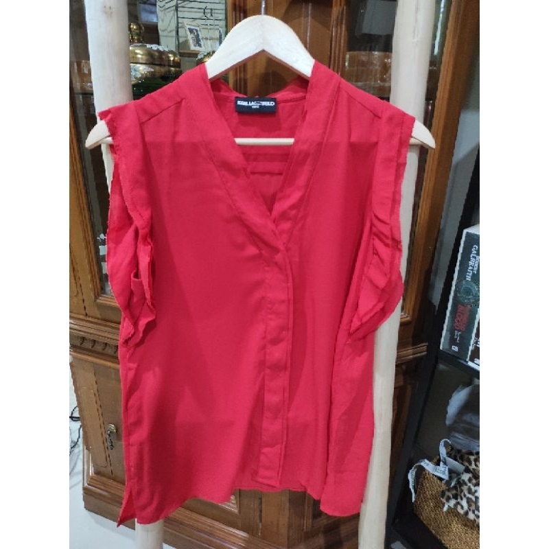 Karl Lagerfeld Paris Ruffle Sleeveless Shirt