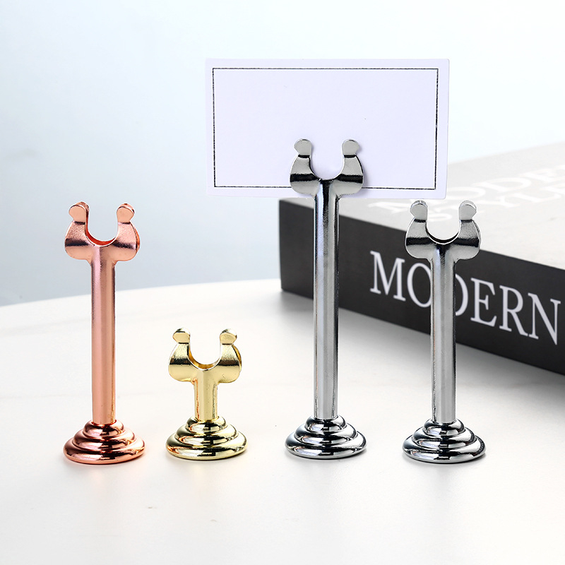 

U Shaped （emas、mawar emas）Table Number Place Name Card Holder Stainless Steel Menu Stand Pengertian tingkat lanjut(8cm)