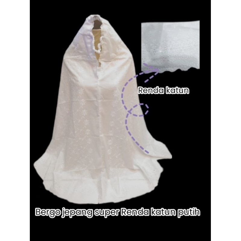 Bergo Renda Katun (Hitam/Putih)/ bergo murah/ atasan gamis/ kerudung gamis/ bergo renda katun/ bergo