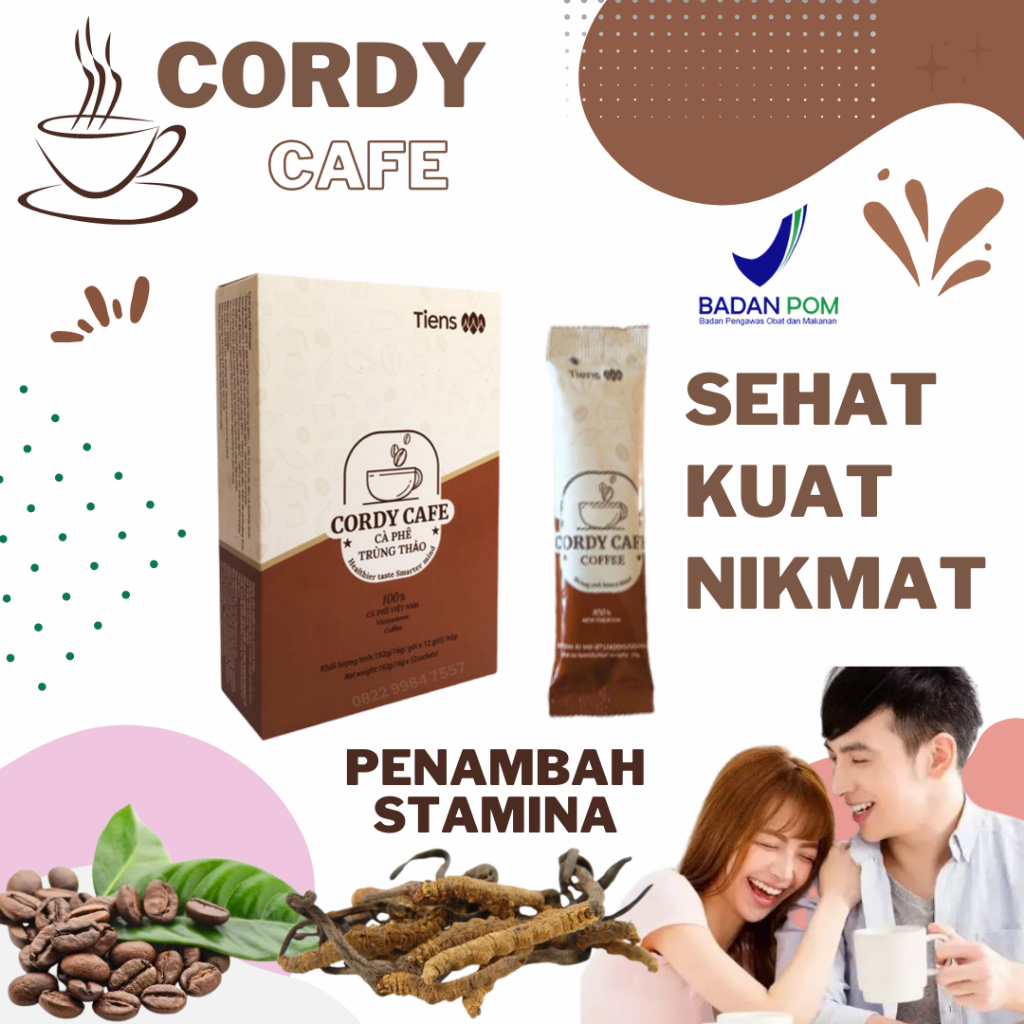 

Cordy Cafe Coffe - Kopi Stamina Pria Wanita Original Cordyceps - 1 Box Isi 10 Sacet