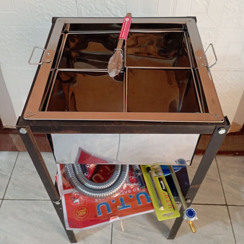 dandang odeng/ dandang odeng loyang sekat 4 + 1 set meja besi