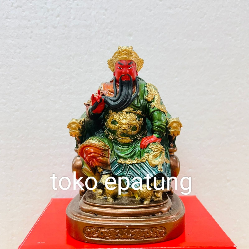 patung dewa kwan kong / kwan kung - duduk - fiber - 4 inch - l2 - Jenggot