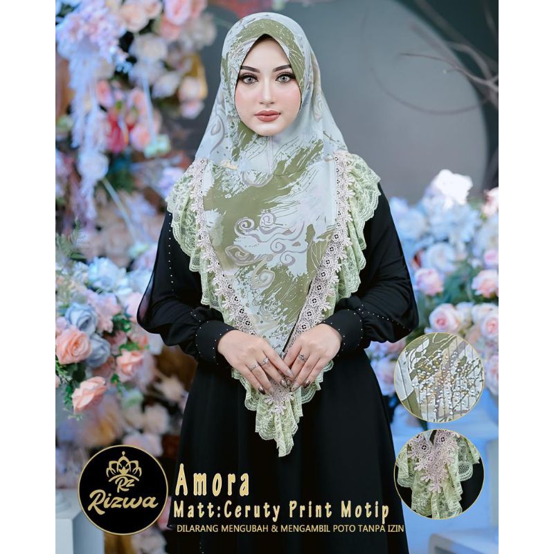 Amora rizwa Khimar motif Cerutybabydoll premium