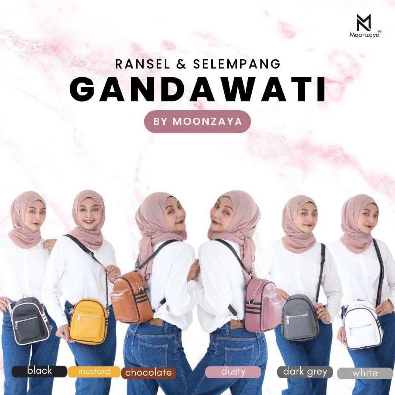 GANDAWATI RANSEL BY MOONZAYA/Tas Ransel Wanita/Tas Gendong Murah/Tas casual Premium-Ready banyak
