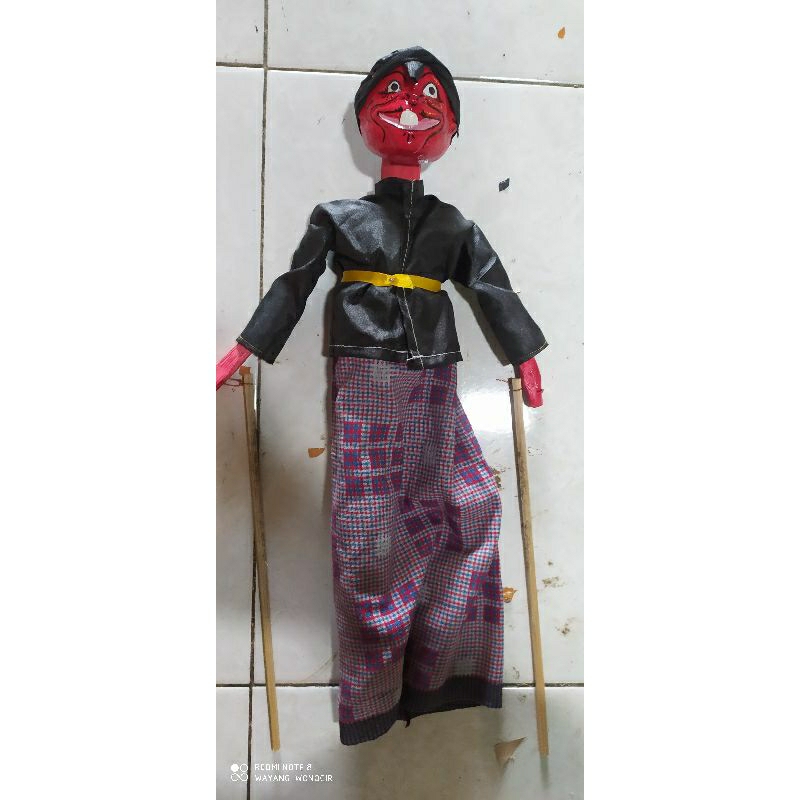 wayang Golek kayu Cepot 40 cm bisa gerak