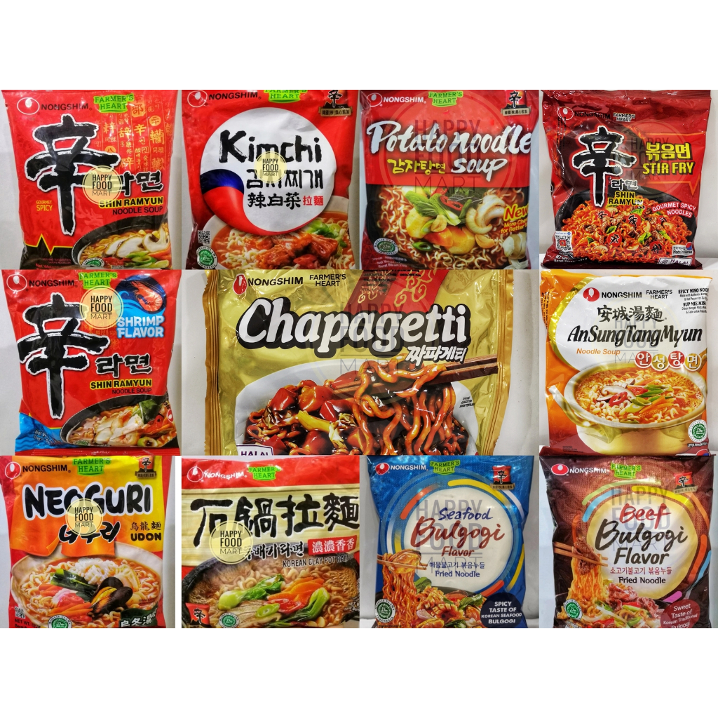 

[HALAL] NONGSHIM/NONG SHIM/MIE SHIN RAMYUN SPICY/KIMCHI/NEOGURI UDON/SHINRAMYUN SHRIMP/POTATO NOODLE SOUP/KOREAN CLAYPOT/MI INSTAN KOREA JAMUR/INSTANT RAMYEON NOODLE/BEEF BULGOGI/STIR FRY FRIED NOODLE/AN SUNG TANG MYUN/ANSUNGTANGMYUN/CHAPAGETTI