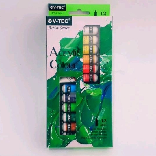 

V-Tec Acrylic Colour Artist Series 12 x 6ml. Cat akrilik 12 warna