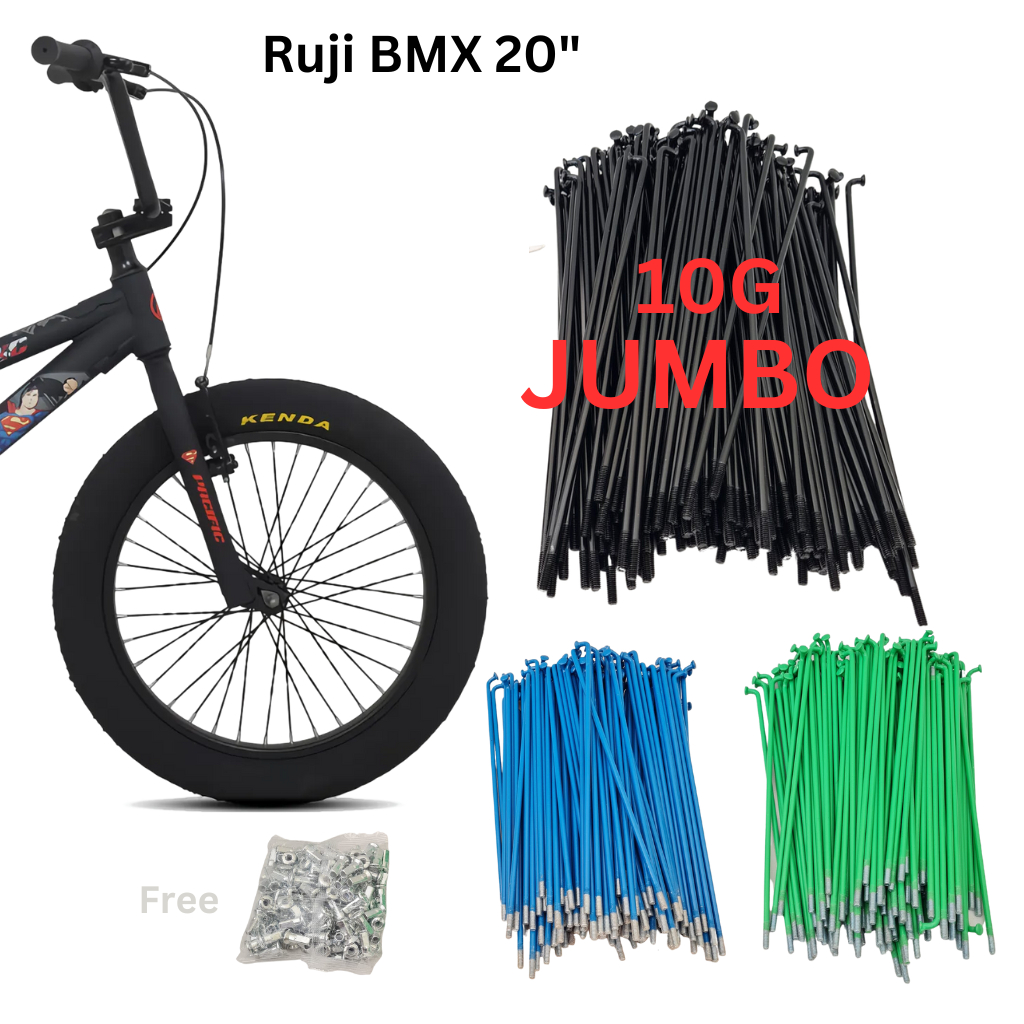 Ruji Sepeda Jumbo 10Gx20 177mm 179mm 196mm Isi 36pcs Steel Free Neple Spoke Jari-jari Sepeda BMX 20 