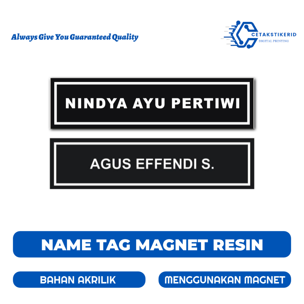 

Name Tag Akrilik Magnet Resin / Papan Nama Dada Akrilik Magnet Resin