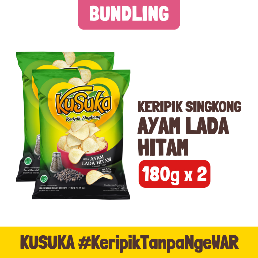 

KUSUKA Keripik Singkong Ayam Lada Hitam 180g - 2 pcs