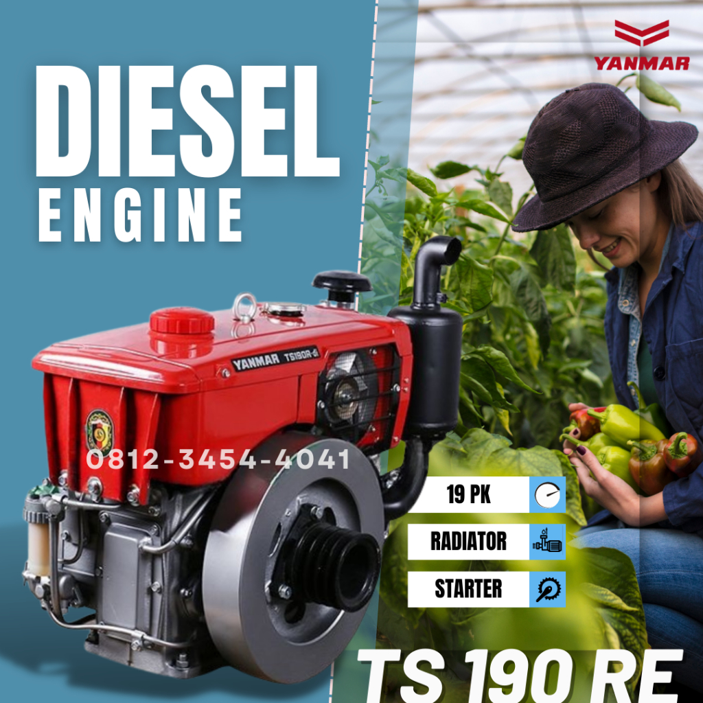 Diesel Mesin Yanmar 19 Pk Penggerak TS 190 RE / 19 HP Starter