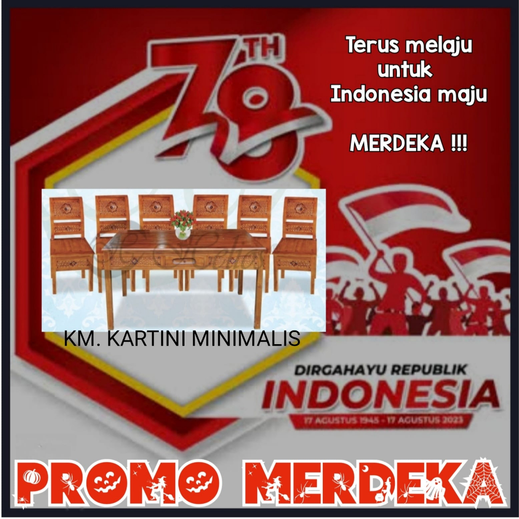 meja makan kayu jati jepara 6 kursi kartini minimalis