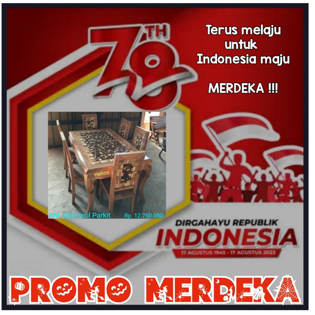 meja makan kayu jati jepara inul parkit 6 kursi