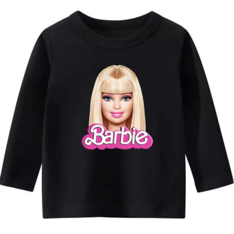 Baju kaos anak perempuan Lengan Panjang Usia 1-12 Tahun BARBIE CUTE//Kaos lengan panjang