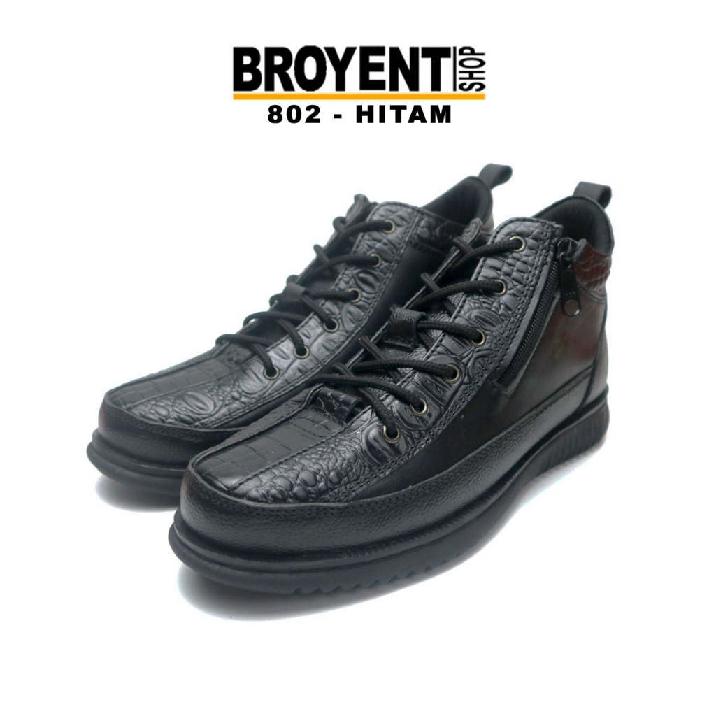 Sepatu Boots Pria Resleting Kulit Sapi 802