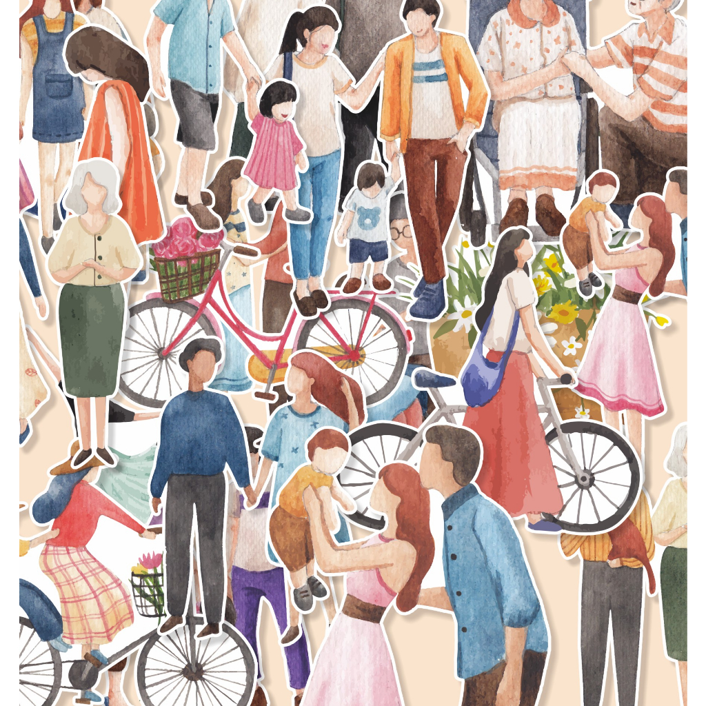 

(20 pcs) murah stiker lucu FAMILLY-watercolor/random stiker/scrabbook/stiker kartun lucu/random/murah/stiker satuan