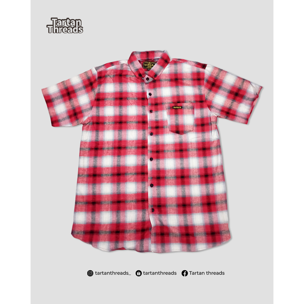 TARTAN THREADS Kemeja Flanel Lengan Pendek Merah 83