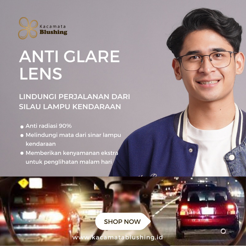 Kacamata Blushing - Lensa Anti Glare Normal sampai Minus -6.00