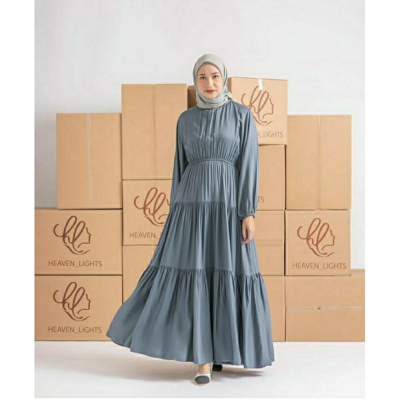 Merhaba dress heaven lights, hl, gamis polos murah, gamis polos