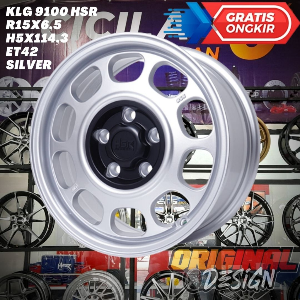 Velg Mobil Ring 15 HSR KLG R15 Lebar 6,5 Lobang Baut 5 ET 42 SILVER