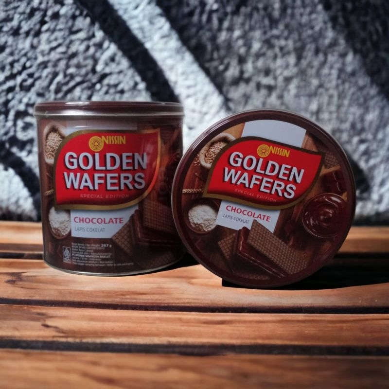 

nissin golden wafer kaleng . rasa coklat kue kaleng nissin golden coklat