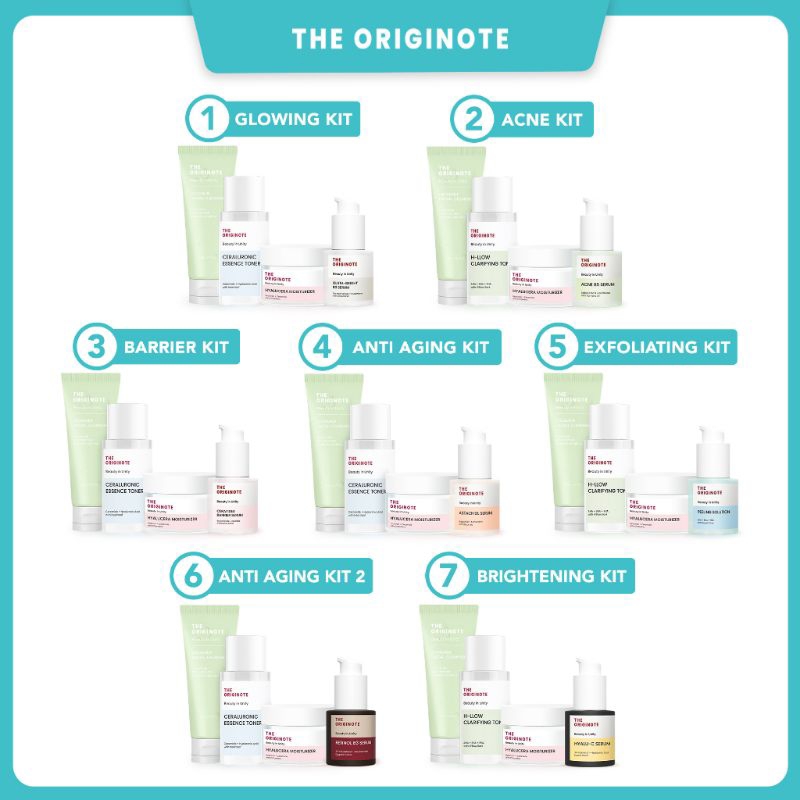 SPESIAL BUNDLE 4 in 1 - The Originote Paket Skincare Facial Wash Toner Serum Moisturizer - GLOWING K