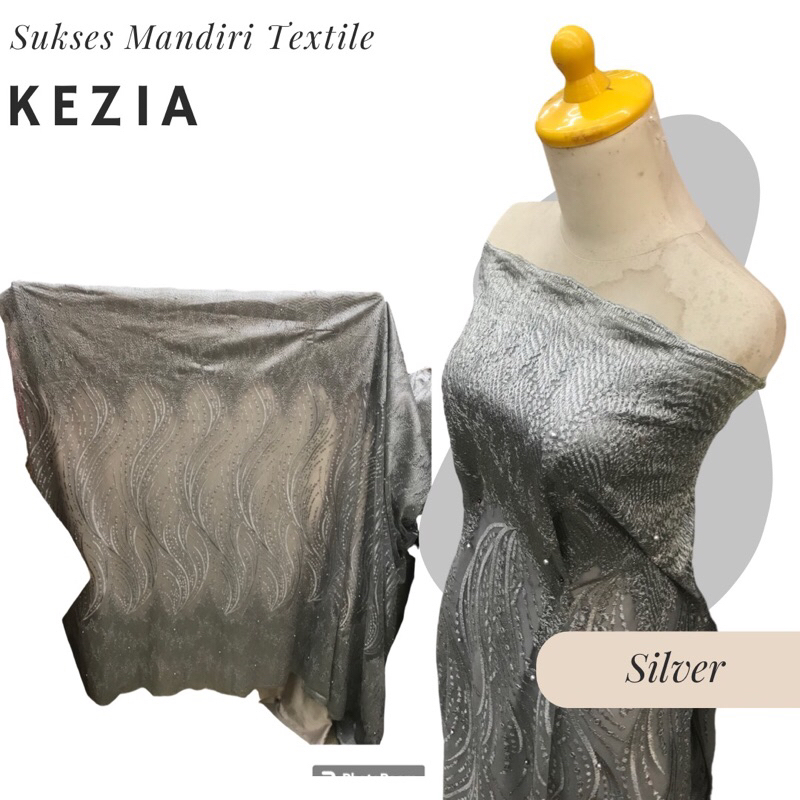 [KEZIA] Kain Tile Brukat Mewah Warna Silver | Harga ½ meter = 50 cm (Bahan Dress Bridesmaid, Kondang