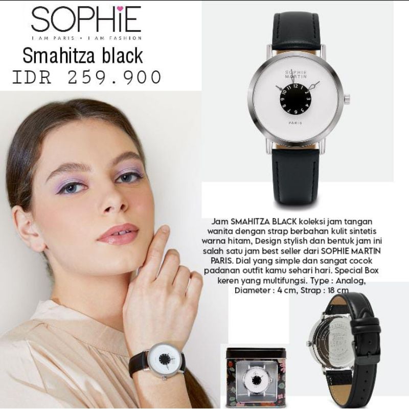 JAM SMAHITZA BLACK SOPHIE MARTIN PARIS JAM TANGAN WANITA SOPHIE ORIGINAL TERBARU
