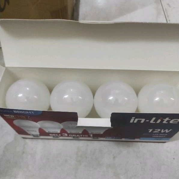 [Cod] Led Bulb In-Lite 12 Watt Paket Balon Lampu Led Tbk