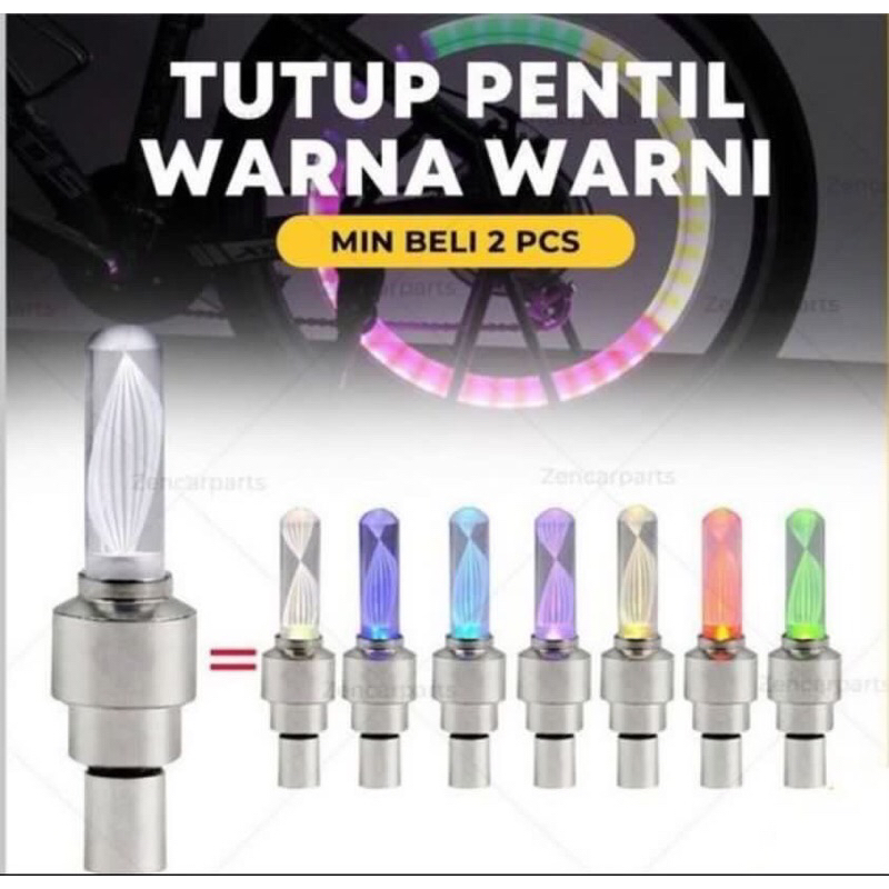 Tutup Pentil Ban RGB LED 7 Warna Sepeda Rainbow Pelangi Motor Mobil