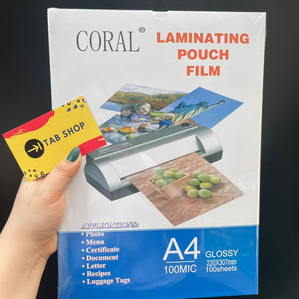 

TAB SHOP - CORAL PLASTIK LAMINATING POUCH A4 GLOSSY CLEAR 100 mic 100 SHEETS - CORAL LAMINATING PANAS A4 GLOSSY CLEAR 100 MIC