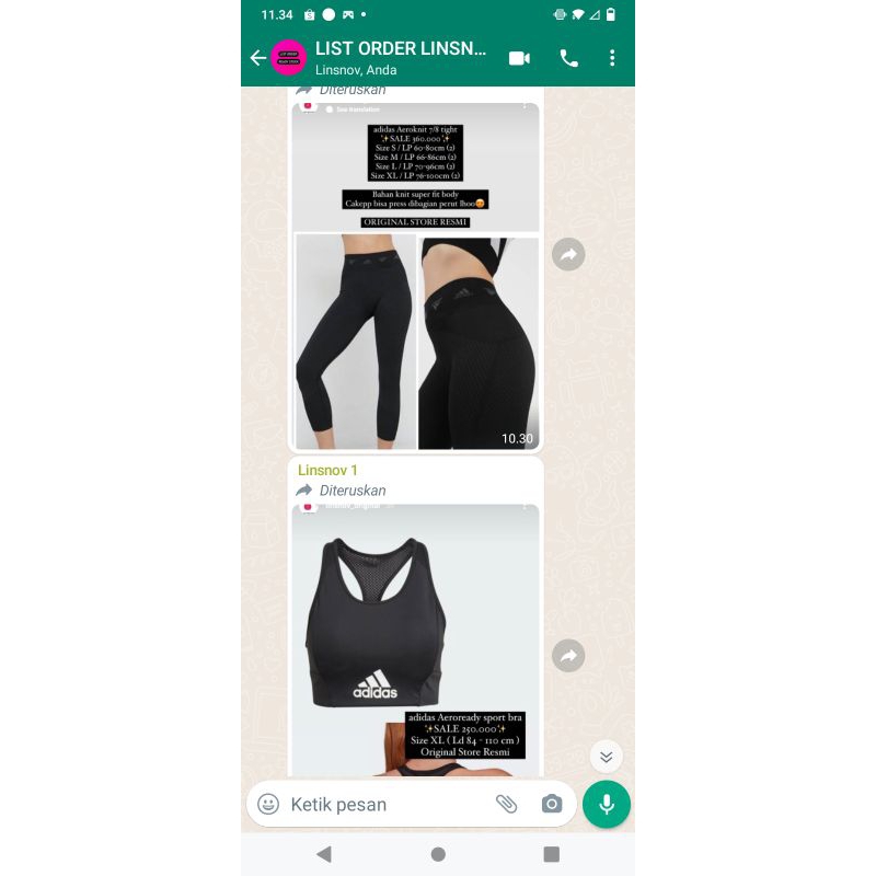 Legging aeroknit hitam 7/8 L, Adidas sportbra aeroready XL, adds X9000L2 M S23651 41 1/3