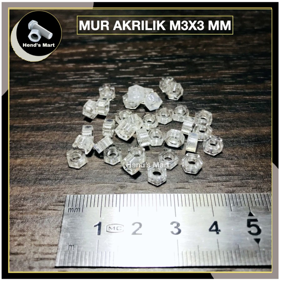 

MUR AKRILIK M3X3MM TRANSPARAN PLASTIK NYLON ACRYLIC BENING