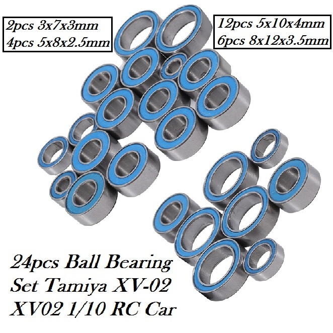24pcs Ball Bearing Set Tamiya XV-02 XV02 1/10 RC Car