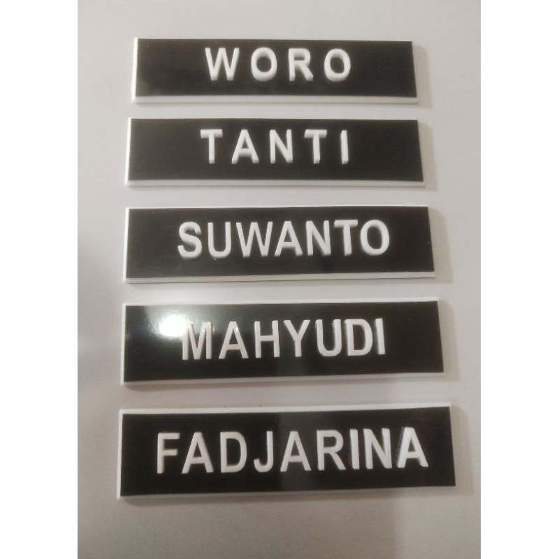 

HURUF TIMBUL Nama Dada / papan nama / Nametag