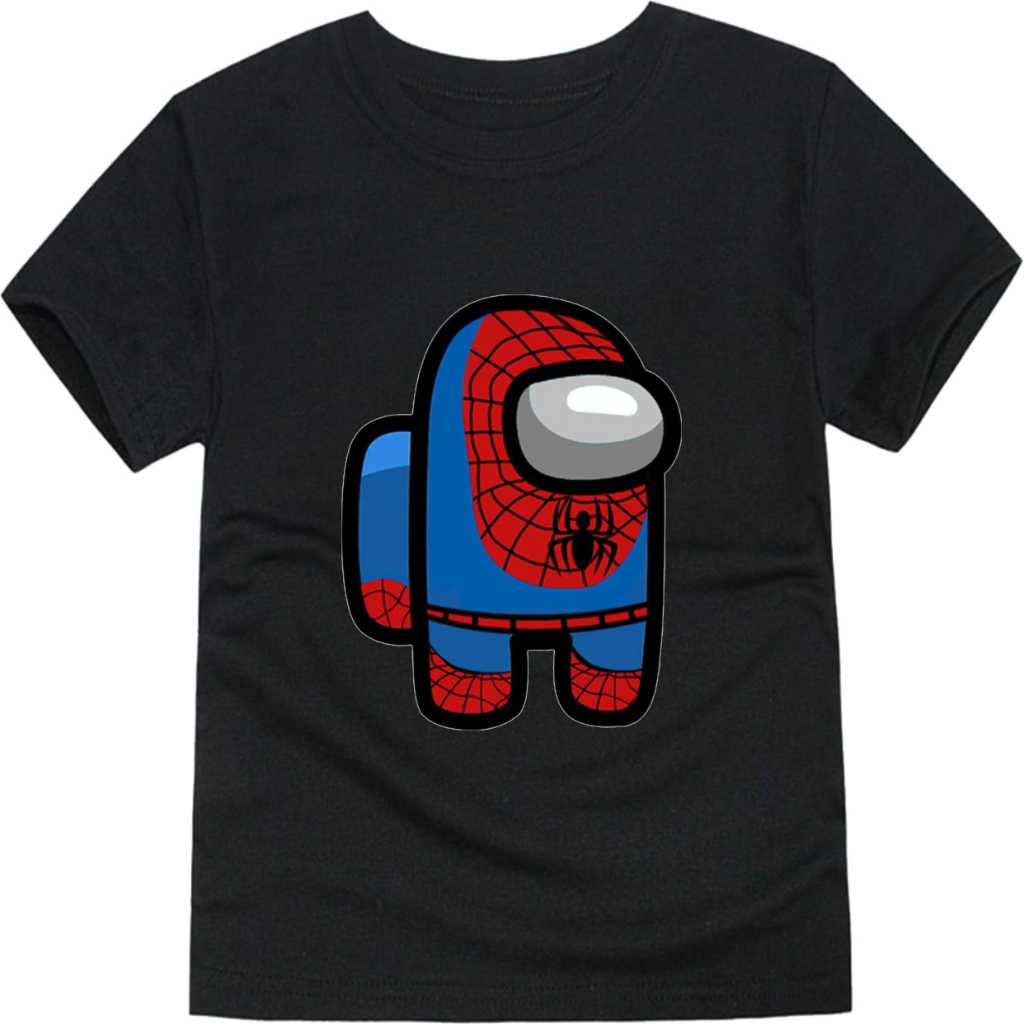 Baju Kaos Anak Among Spiderman Laki Laki dan Perempuan Usia 1-10 Tahun Warna Hitam