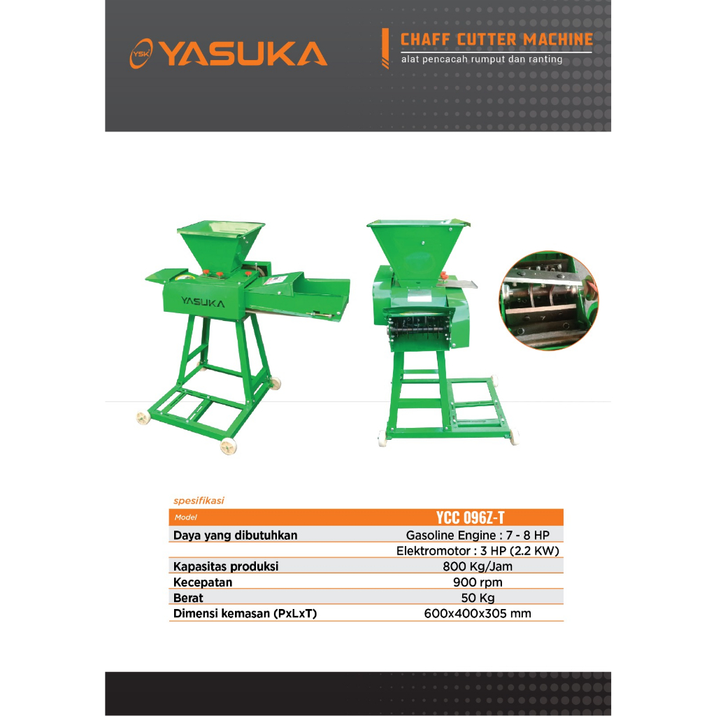 (YASUKA YCC096ZT) Mesin Pencacah Rumput Yasuka YCC 096ZT / Mesin Cacah Rumput Yasuka YCC096ZT - Chaf
